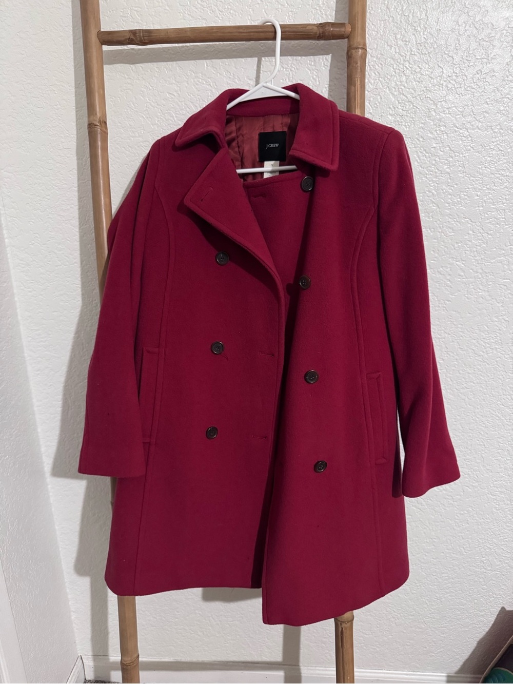 J. Crew Double-Breasted Pea Coat in Deep Wine